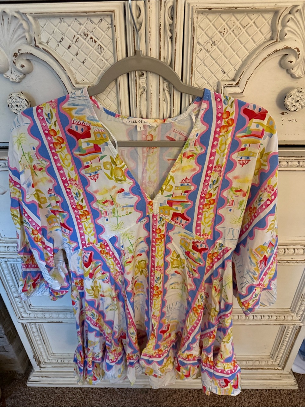 Label of Love Colorful Printed V-Neck Cover up
